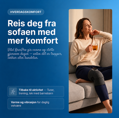 VitalNorge KneePro hverdagskomfort med varme og støtte