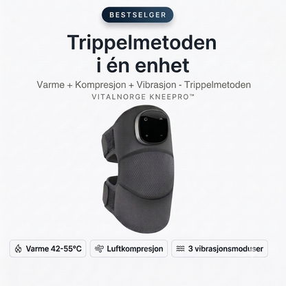 VitalNorge KneePro trippelmetode – varme, luftkompresjon og vibrasjon