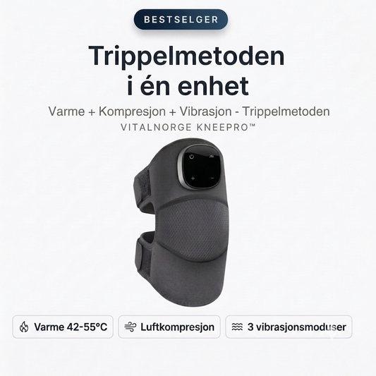 VitalNorge KneePro trippelmetode – varme, luftkompresjon og vibrasjon